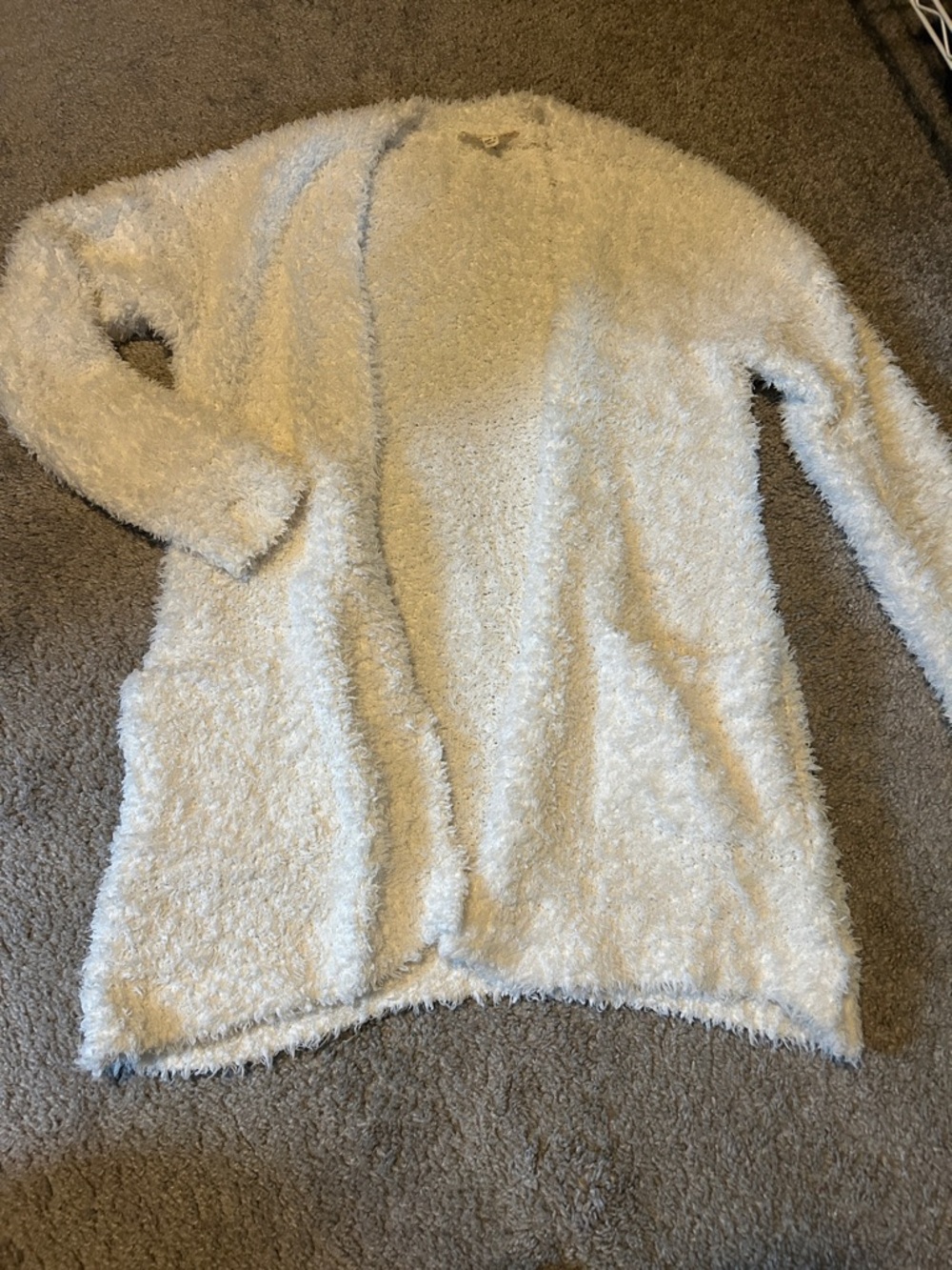 Pink Republic Cream Plush Open-Front Cardigan